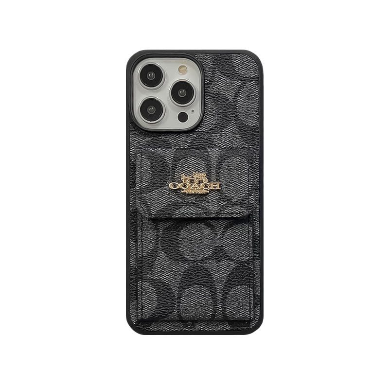 Κλασική Θήκη iPhone με Πορτοφόλι Κάρτα Καφέ -SZK240425
