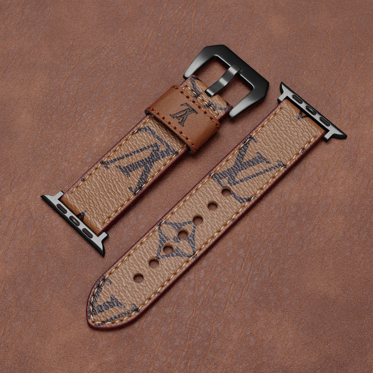 Apple-Watch-Armbänder aus Leder mit Monogramm