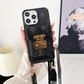 Luxuriöse iPhone-Hülle mit Umhängetasche in Schwarz und Weiß