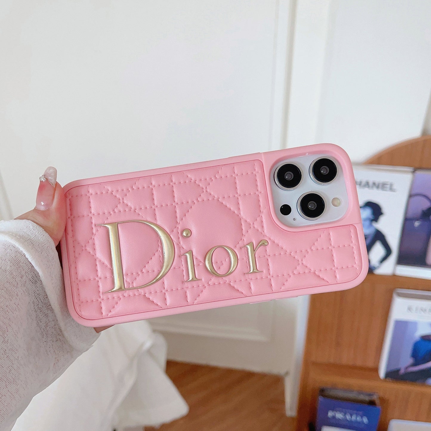 Fashion Gold Logo Læder iPhone etui