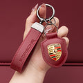 Porsche nøglering i ægte læder