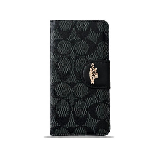 Custodia classica per iPhone Custodia a libro in pelle con porta carte Nero