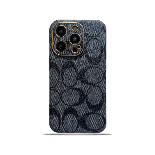 Coque iPhone classique en cuir noir -QBK240513