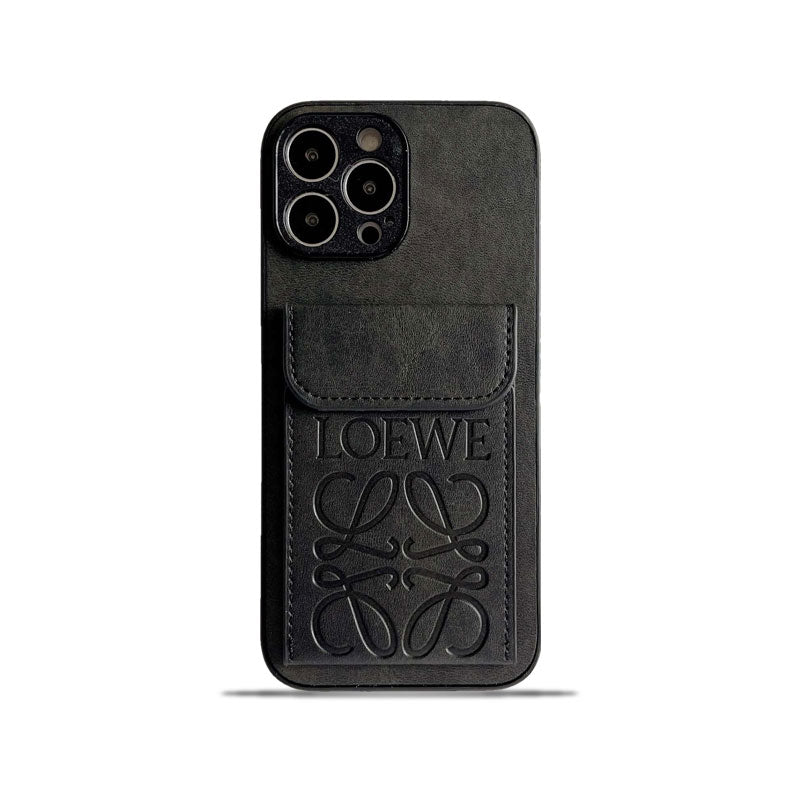 Luxury iPhone Case With Card Holder Black-LZP241448