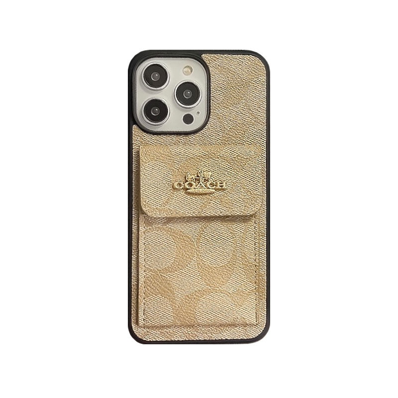 Classic iPhone Case With Card Holder Wallet Coffee -SZK240425