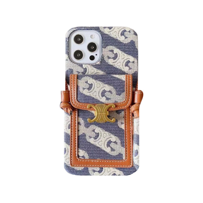 Hvítt Celine iPhone hulstur með kortahaldara -LH240109