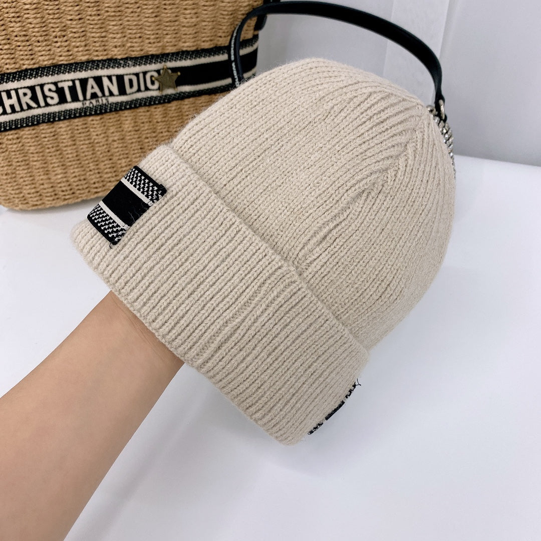 Vintage Oblique Wool Knit Beanie | Luxury Designer Winter Hat