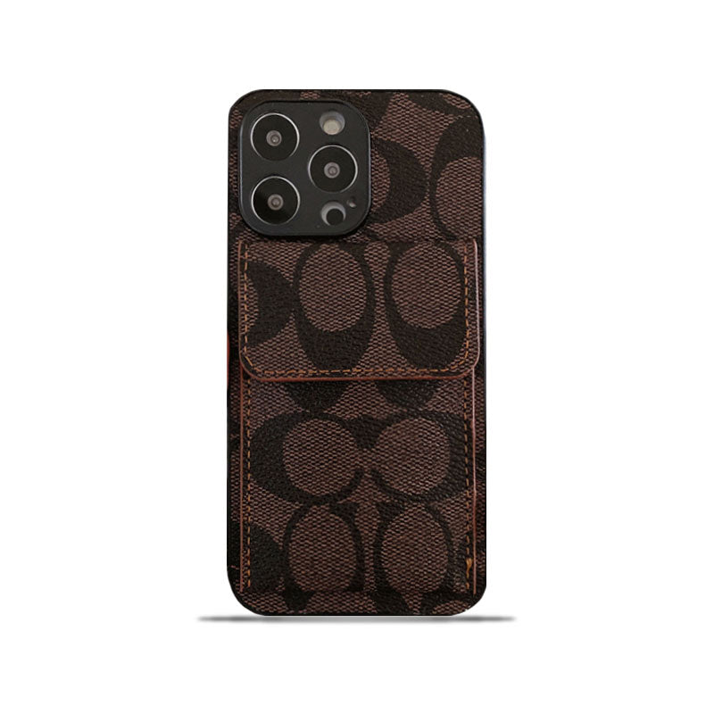 Classic iPhone Case With Wallet Dark Brown-HP240513