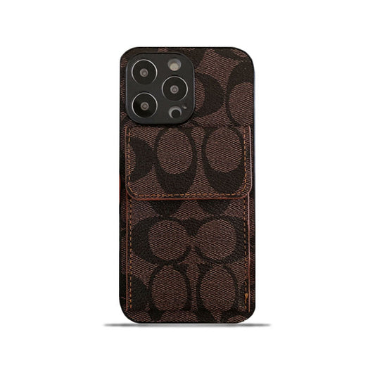 Klassisk iPhone-etui med tegnebog Mørkebrun-HP240513