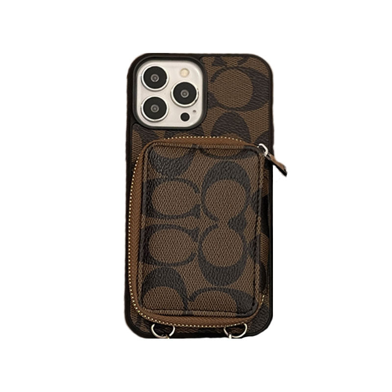 Klassisk iPhone-etui med tegnebog Kaffe-LQB241412