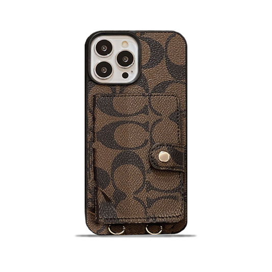 Klassisk iPhone-etui med pung og rem Brun -SZK240402