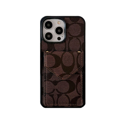 Classic iPhone Case With Card Holder And Strap Light Black -SJ240513