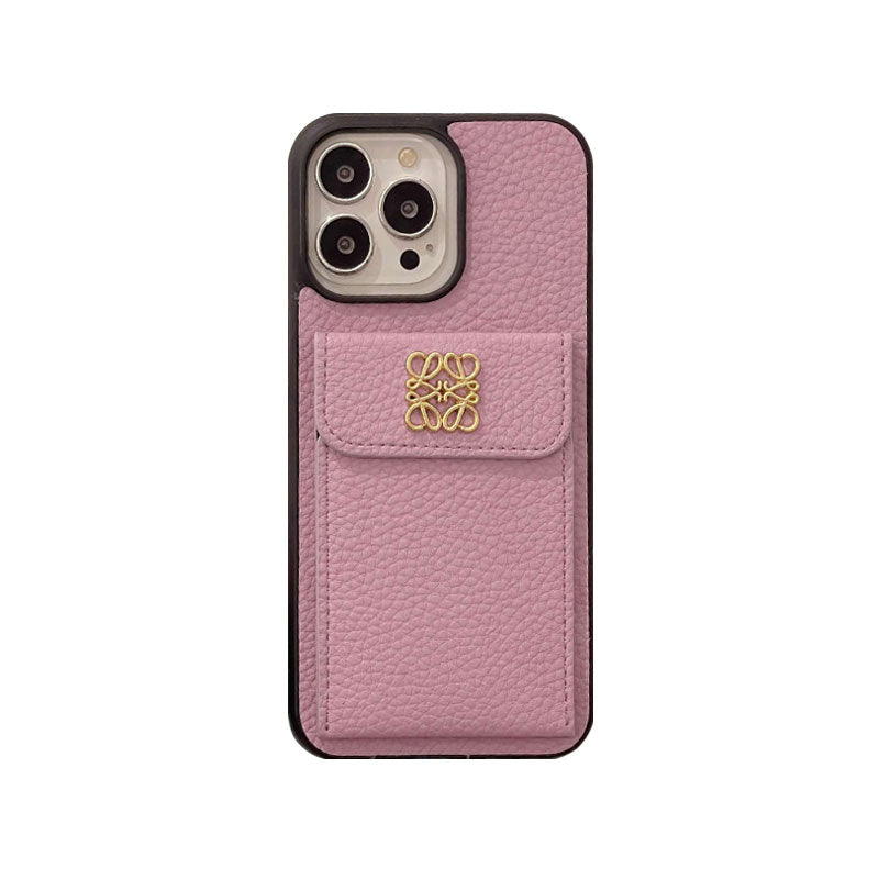 Luxury iPhone Case With Card Holder Black-QBK240603