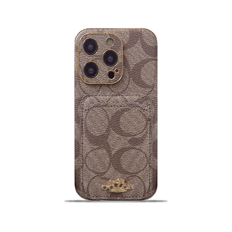 Klassískt iPhone hulstur með kortahaldara Kaffi -KB241651