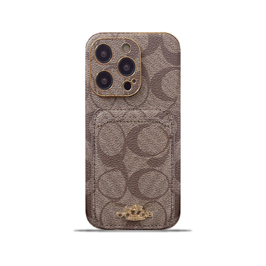 Klassískt iPhone hulstur með kortahaldara Kaffi -KB241651