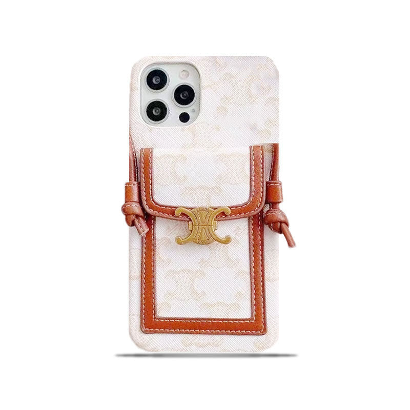 Hvítt Celine iPhone hulstur með kortahaldara -LH240109