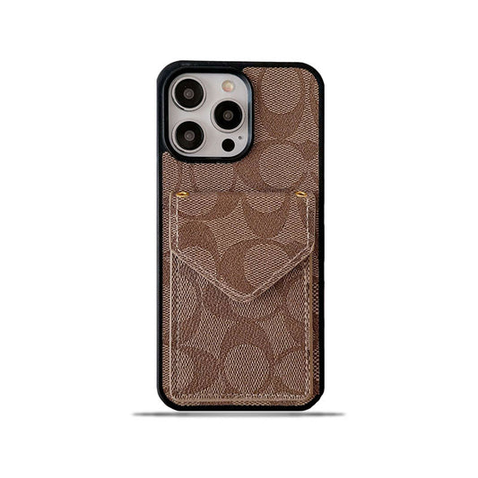 Klassisk iPhone-etui med kortholder og rem lysebrun -SJ240513