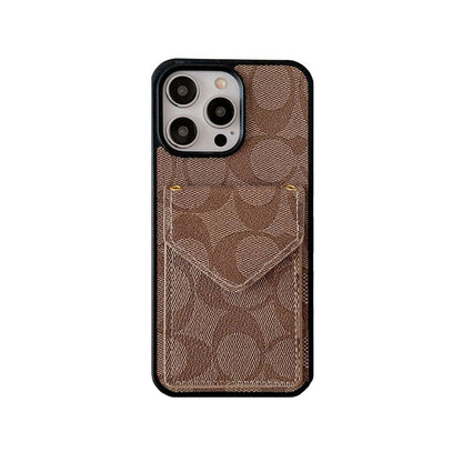 Classic iPhone Case With Card Holder And Strap Light Black -SJ240513