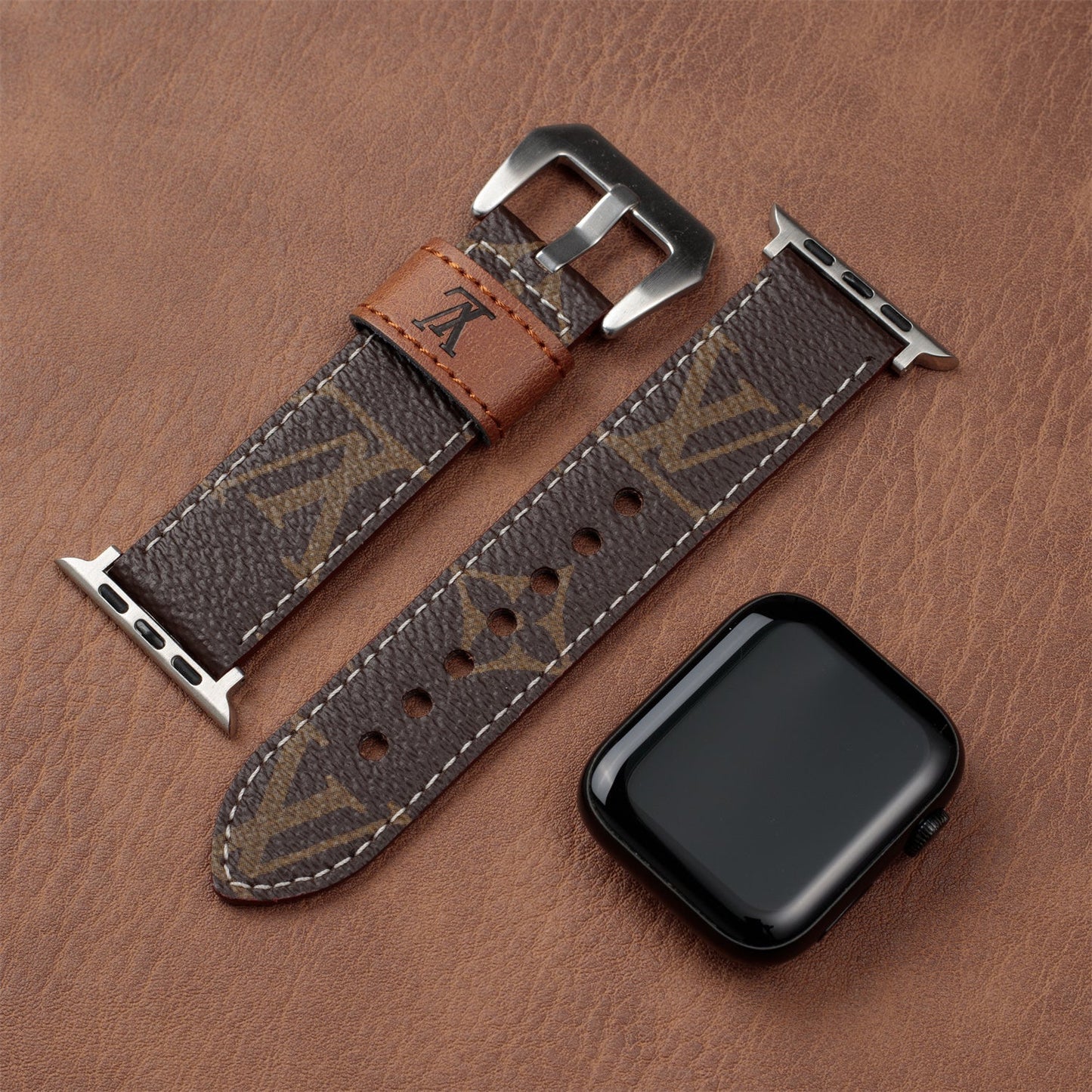 Læder Monogram Apple Watch Remme