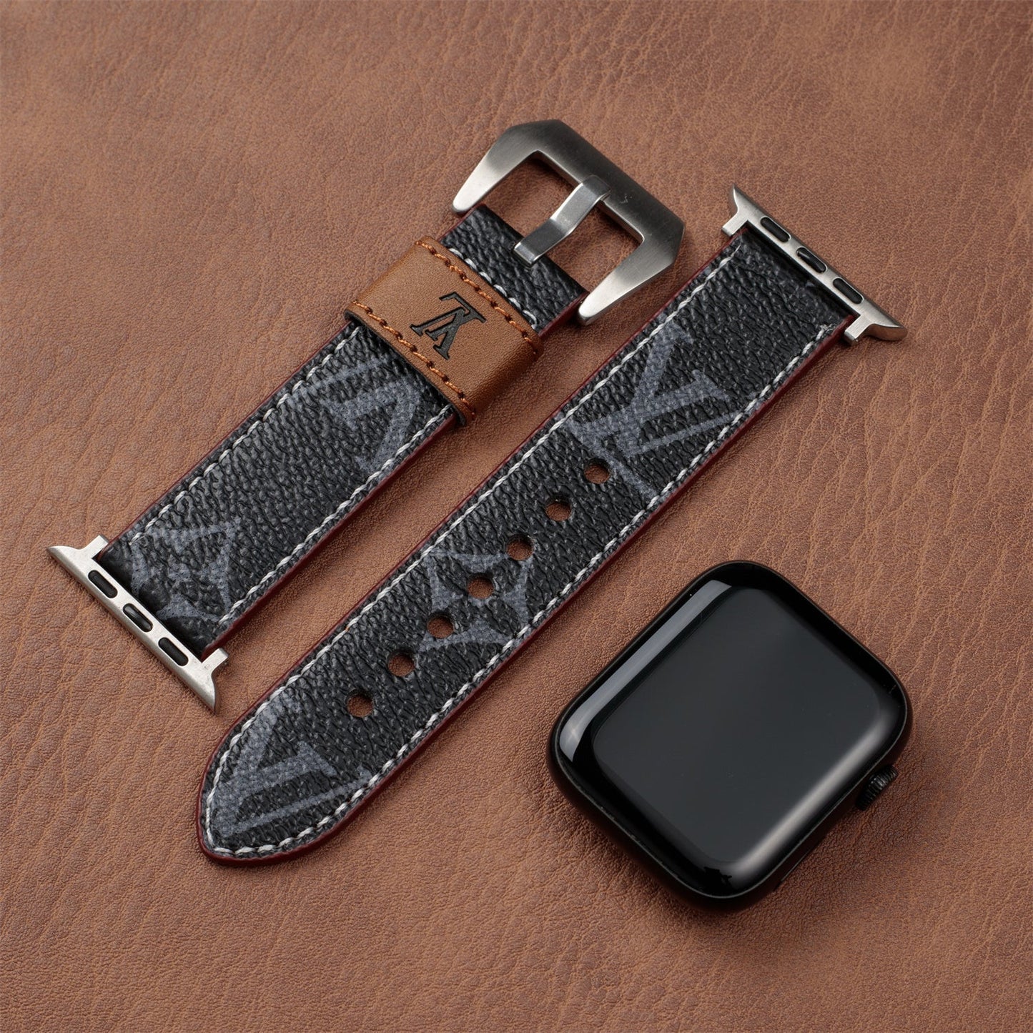 Læder Monogram Apple Watch Remme