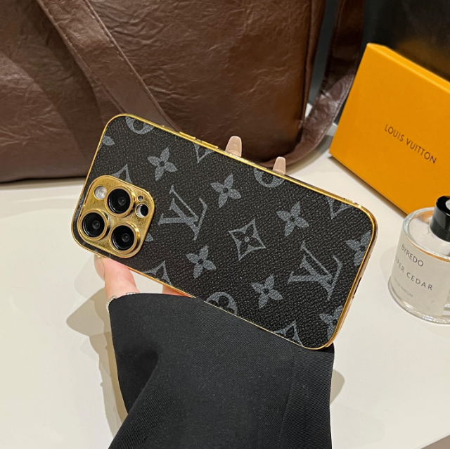 Luxury Classic Monogram iPhone Case With Electroplated Gold Edges