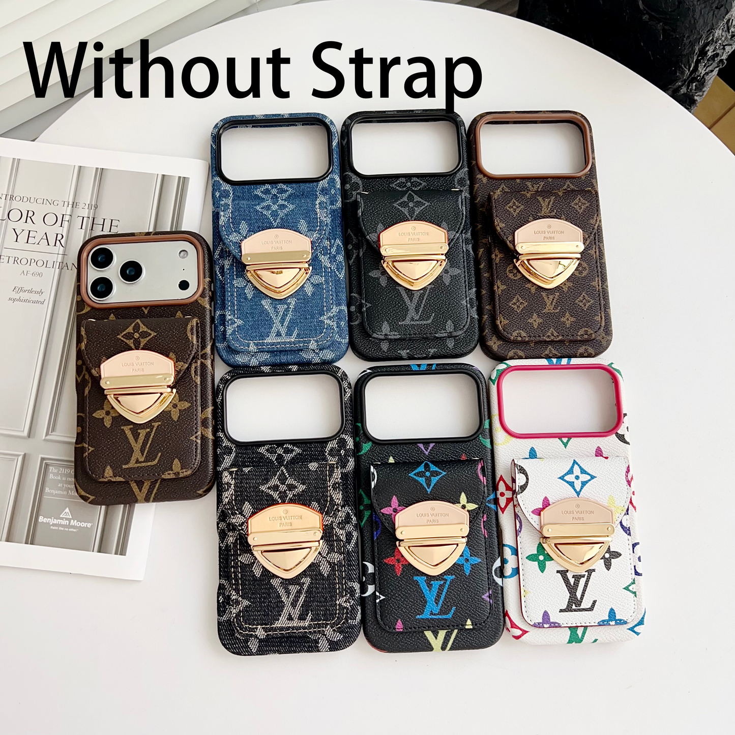 Étui pour iPhone à bandoulière de luxe avec poche pour cartes & Sangle amovible