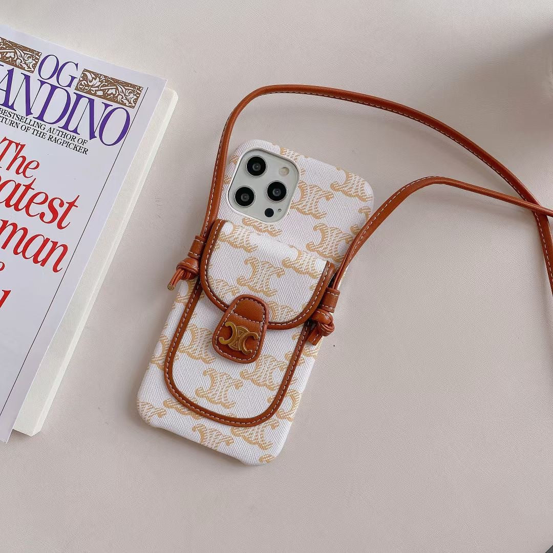 Hvítt Celine iPhone hulstur með kortahaldara -LH240109