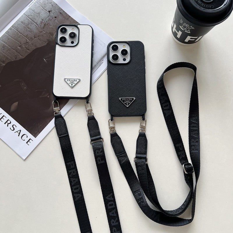Luxuriöse iPhone-Hülle aus Leder zum Umhängen