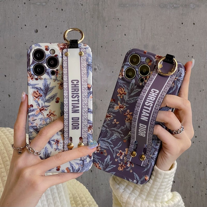 Tíska fjólublátt & Hvítt úlnliðsband iPhone hulstur