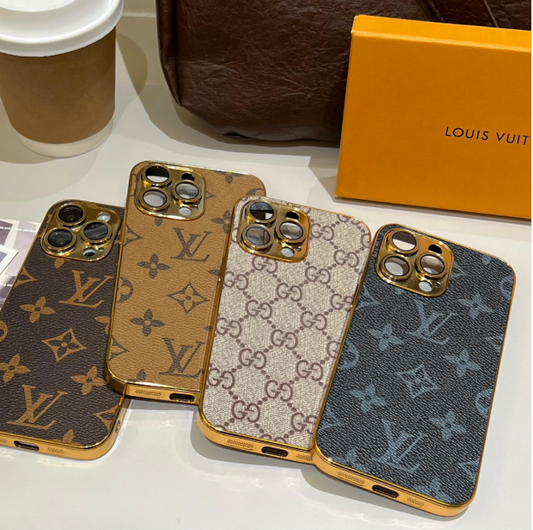 Luksoklasika Monograma iPhone-Kazo Kun Electroplated Oraj Randoj