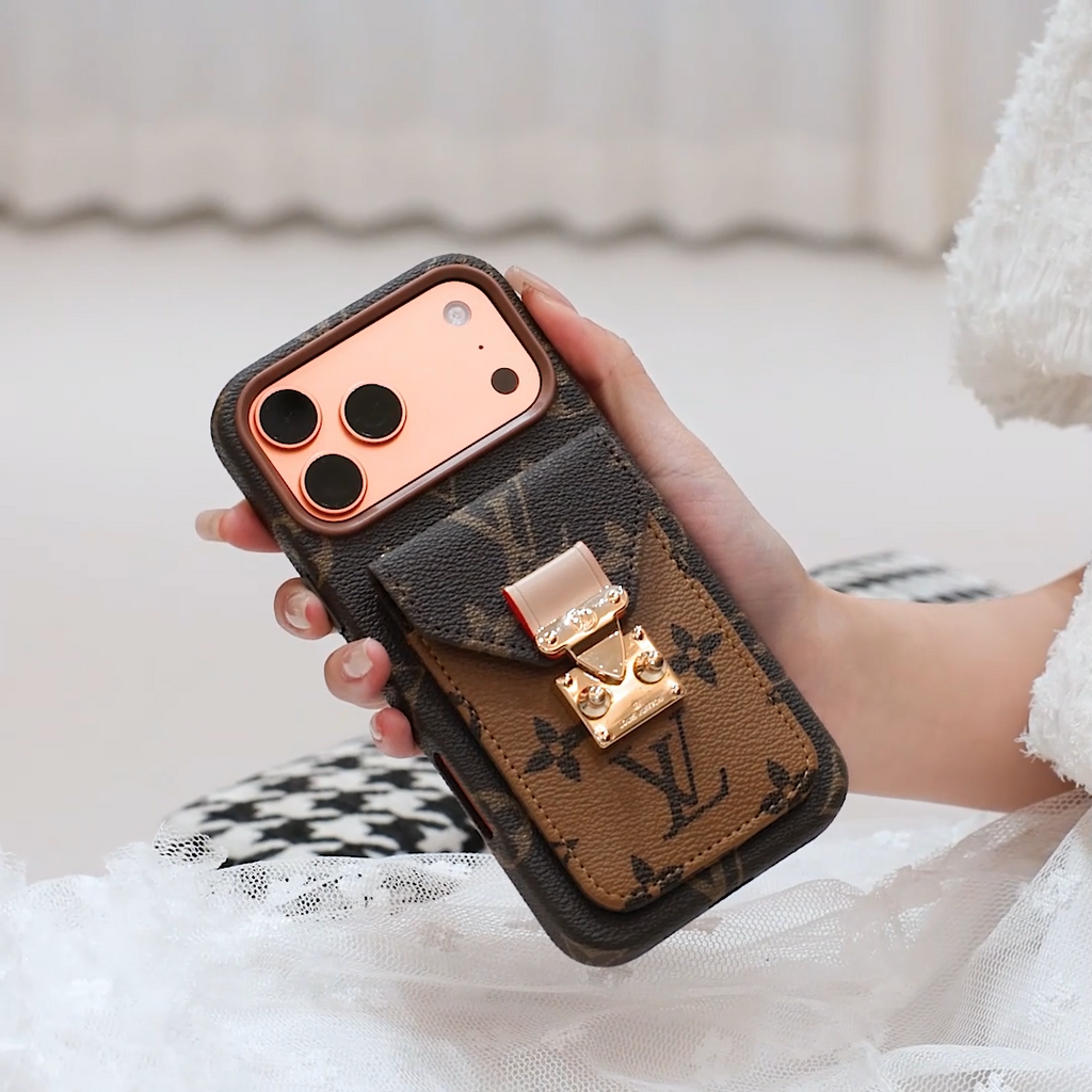 Luxury-Inspired Leather Card Pocket iPhone Case