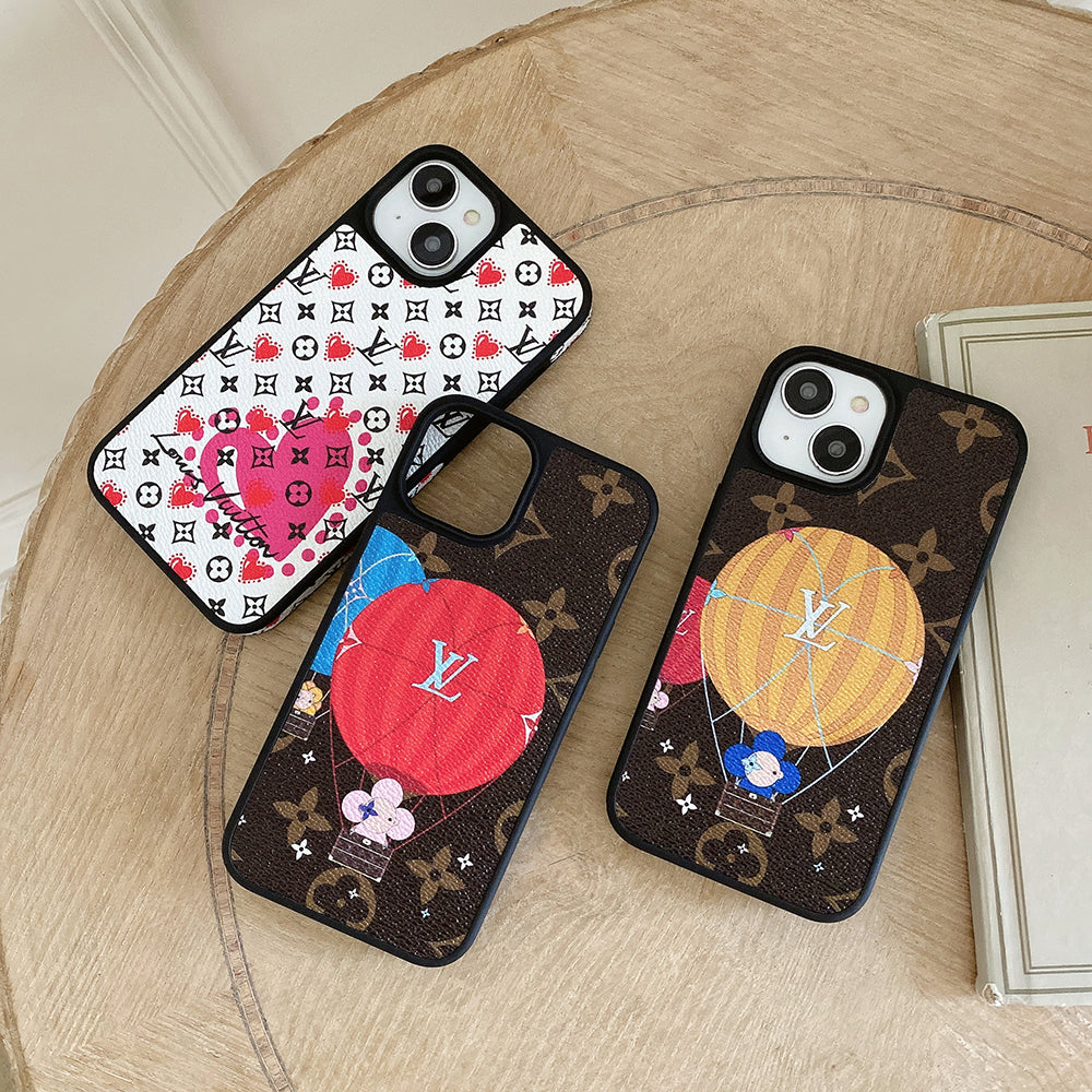 Luxury Balloon & Heart Leather iPhone Case