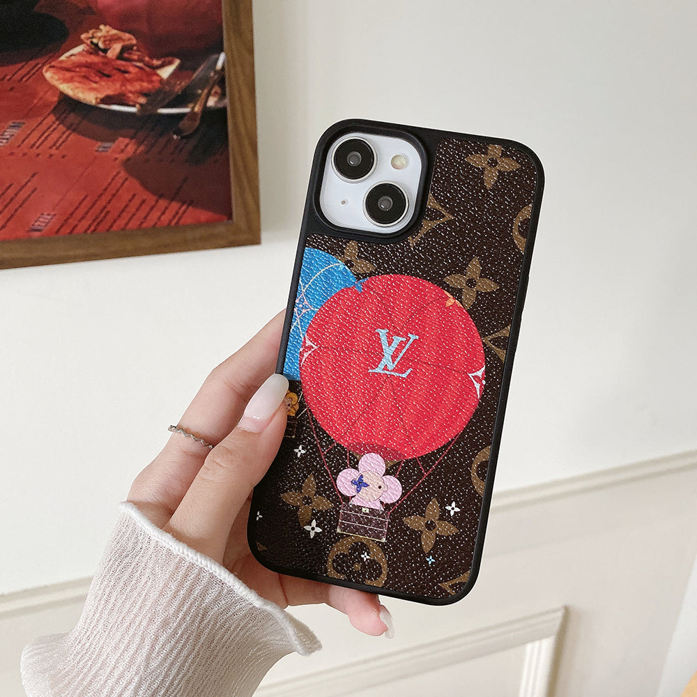 Luxury Balloon & Heart Leather iPhone Case