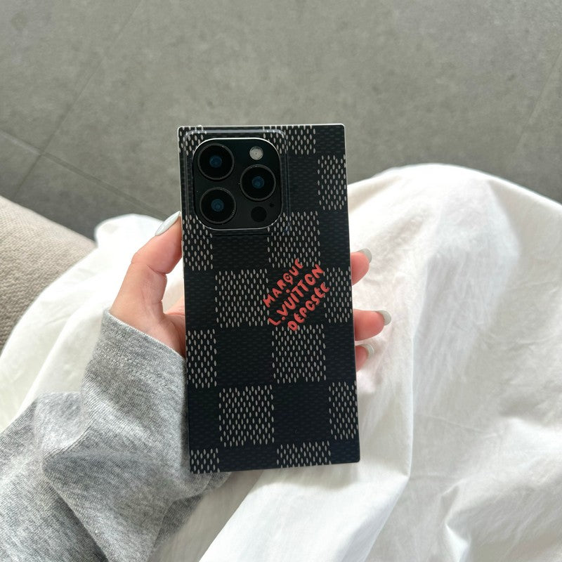 Luksus Sort<lAMP>Hvid Firkantet iPhone-etui