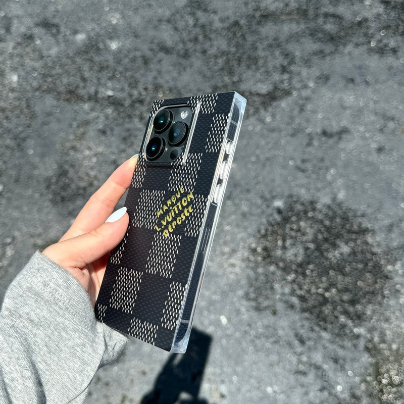Luksus Sort<lAMP>Hvid Firkantet iPhone-etui