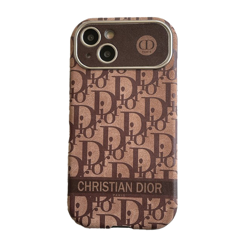 Fashion White & Brown Color Leather iPhone Case