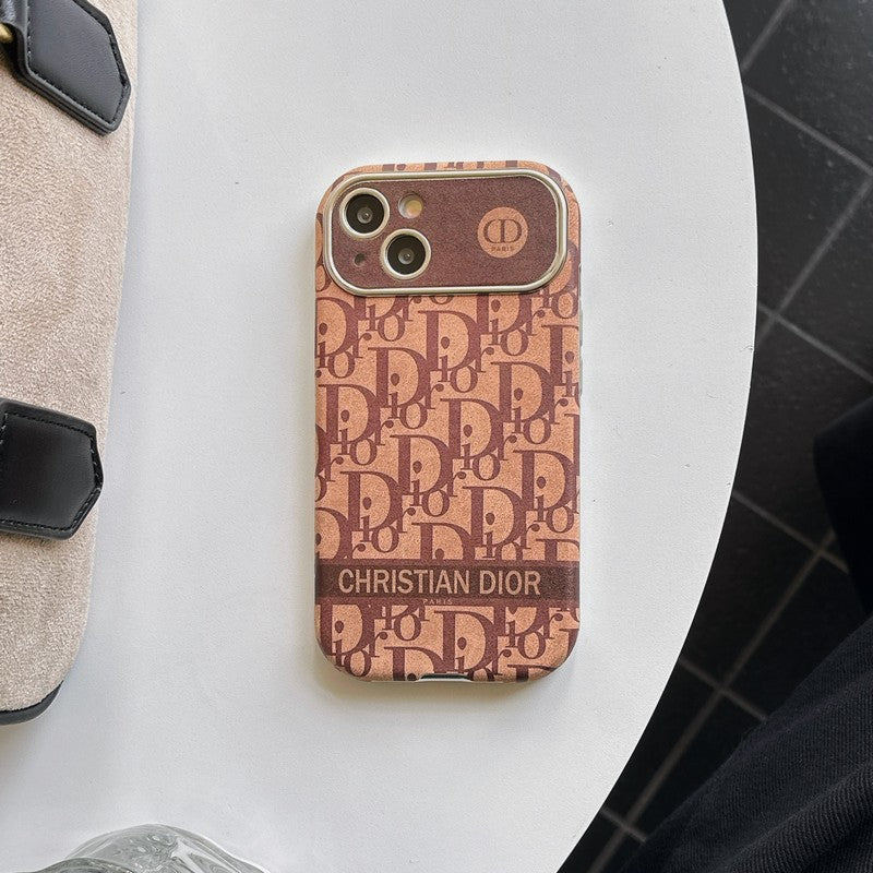 Fashion White & Brown Color Leather iPhone Case