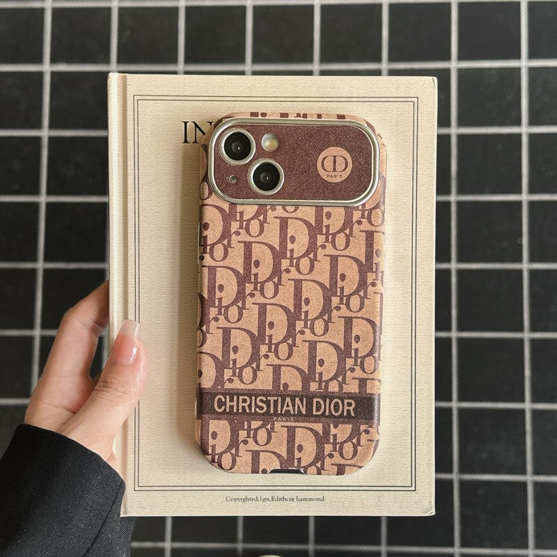 Fashion White & Brown Color Leather iPhone Case