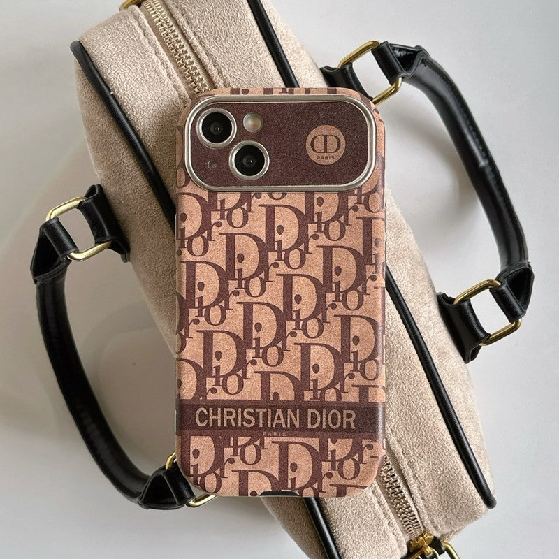 Fashion White & Brown Color Leather iPhone Case