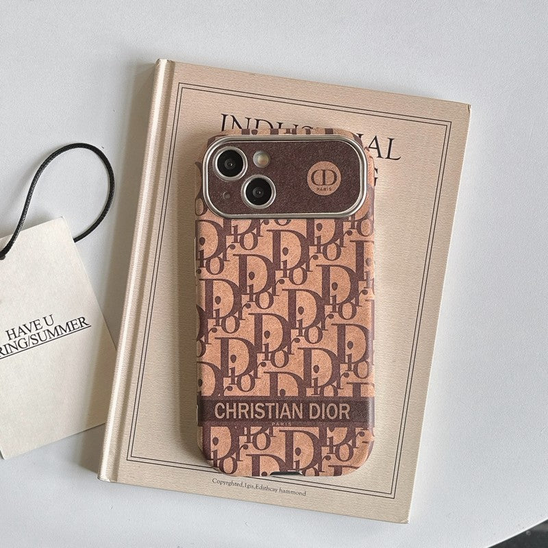 Fashion White & Brown Color Leather iPhone Case