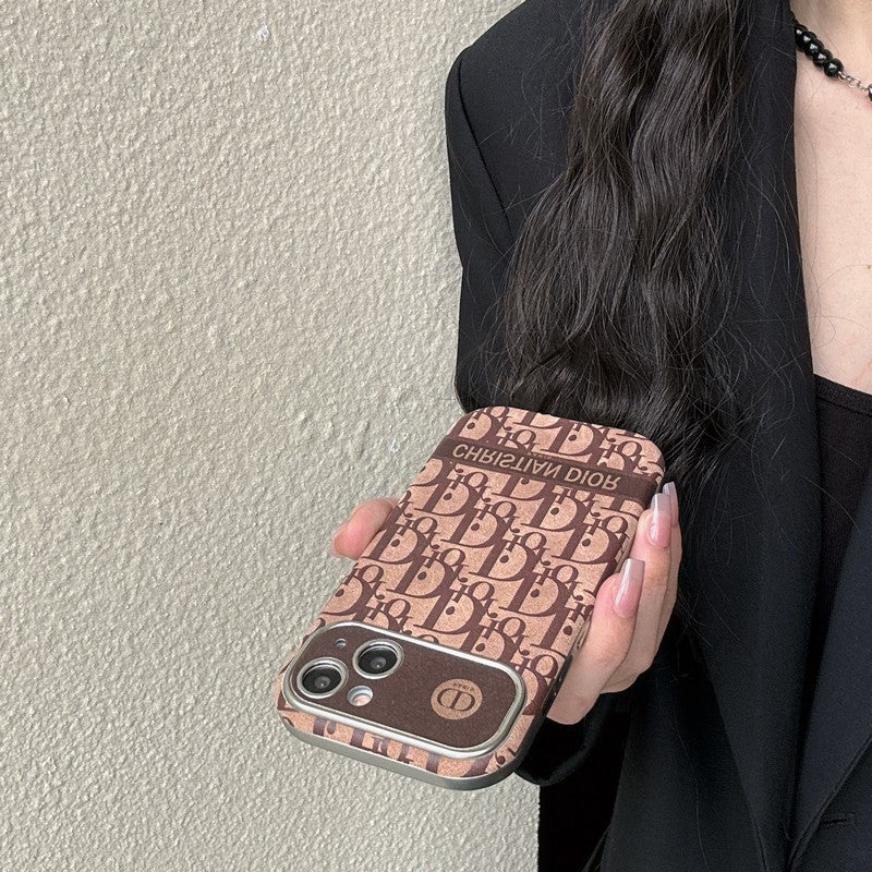 Fashion White & Brown Color Leather iPhone Case