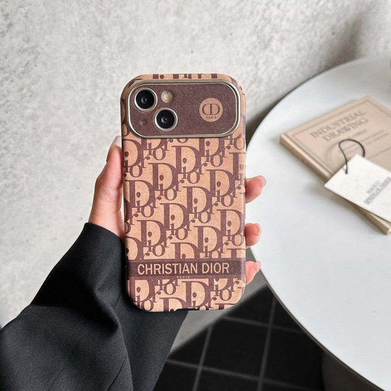 Fashion White & Brown Color Leather iPhone Case