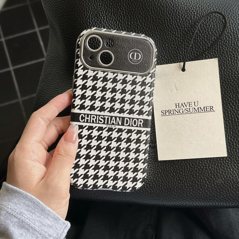 Fashion White & Brown Color Leather iPhone Case