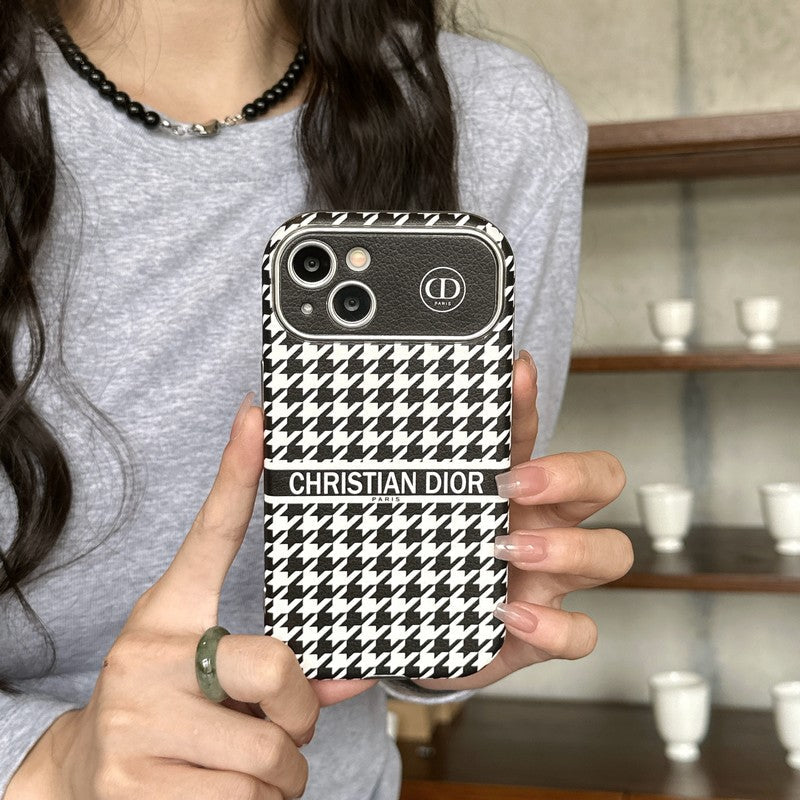 Fashion White & Brown Color Leather iPhone Case