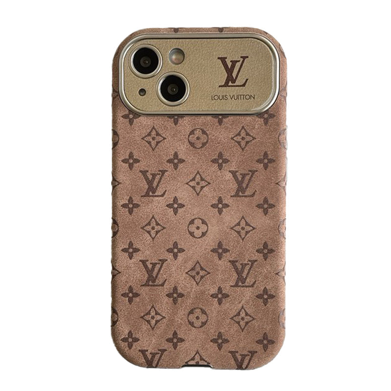 Luxury Brown & Black Classic Leather iPhone Case
