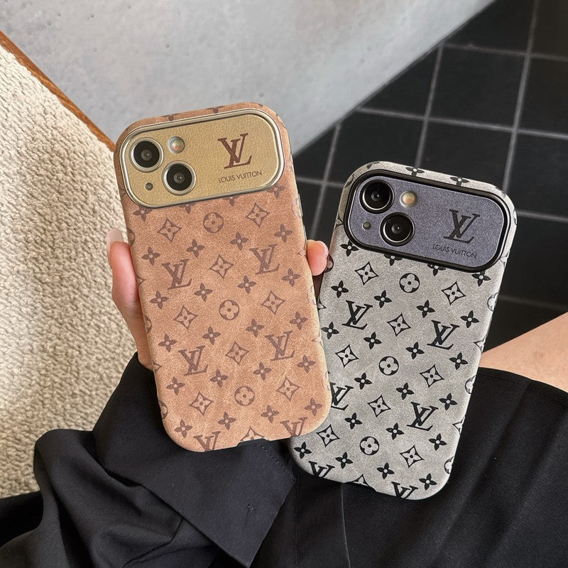 Luxury Brown & Black Classic Leather iPhone Case