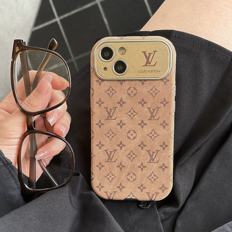 Luxury Brown & Black Classic Leather iPhone Case