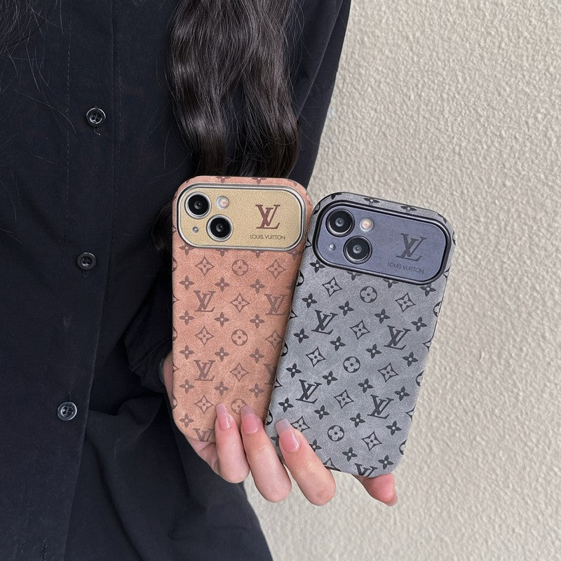 Luxury Brown & Black Classic Leather iPhone Case