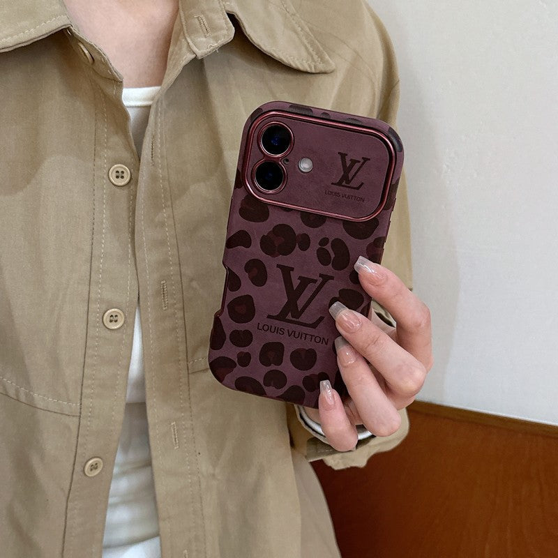 Luxury Brown & Purple Color Leather iPhone Case
