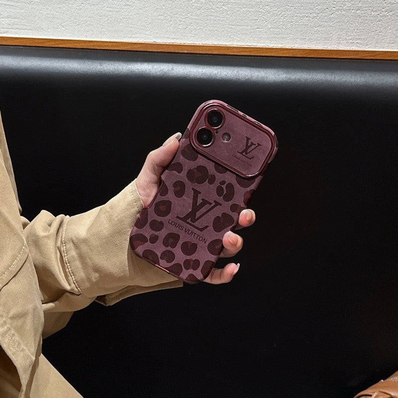 Luxury Brown & Purple Color Leather iPhone Case